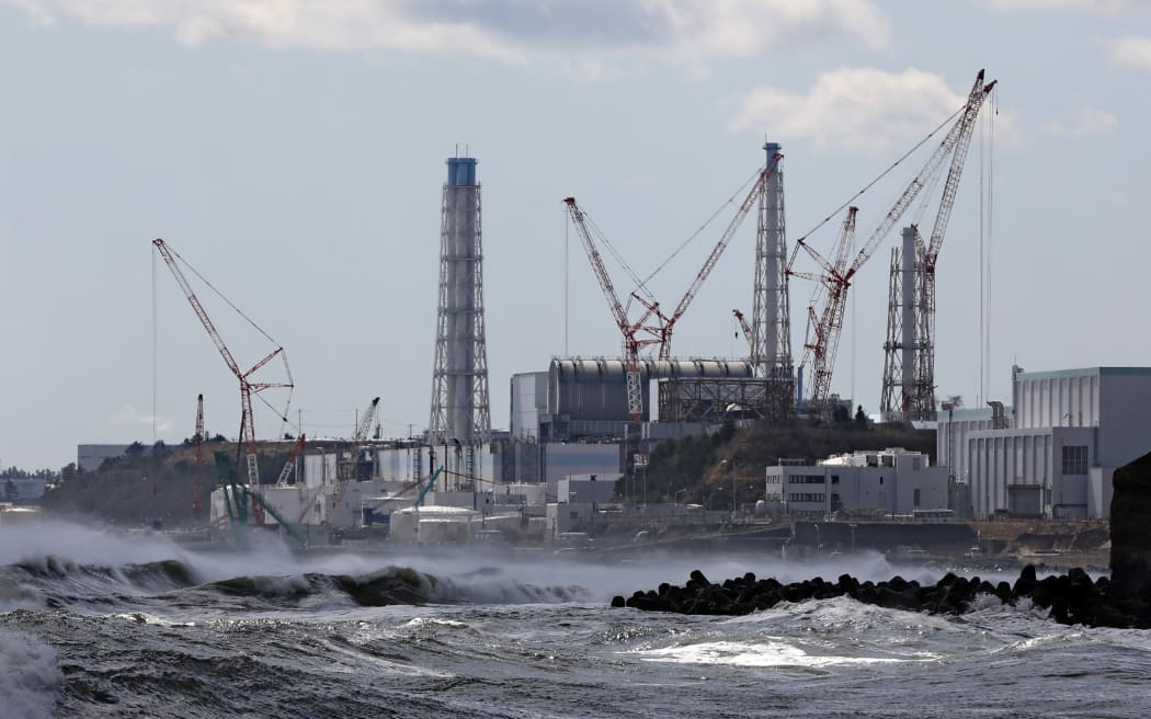 The Tokyo Electric Power Company's Fukushima Daiichi nuclear power plant is seen from Futaba Town, Fukushima prefecture on March 11, 2020.