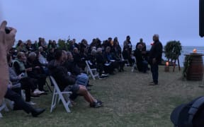People gathered for a dawn service to mark one year since the eruption on Whakaari.