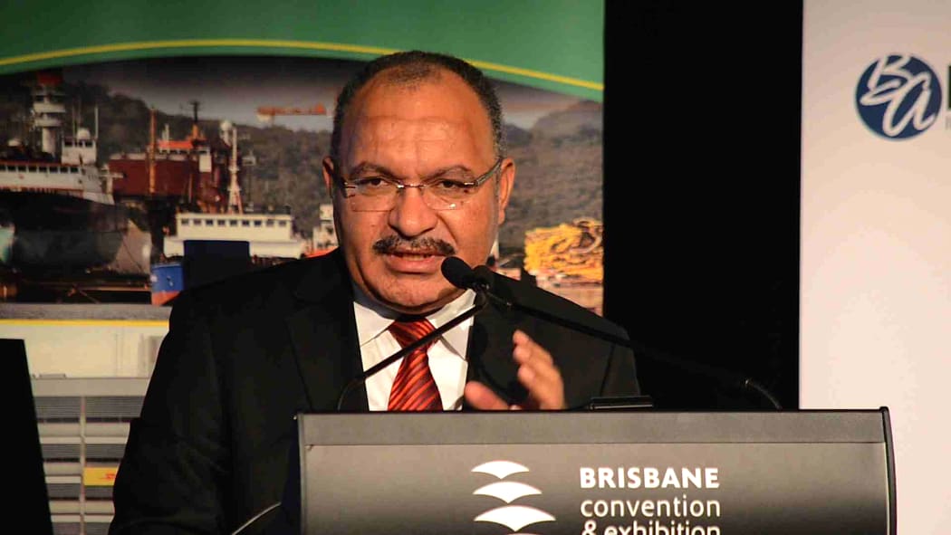 Papua New Guinea PM Peter O'Neill addresses the PNG Investment Summit in Brisbane.