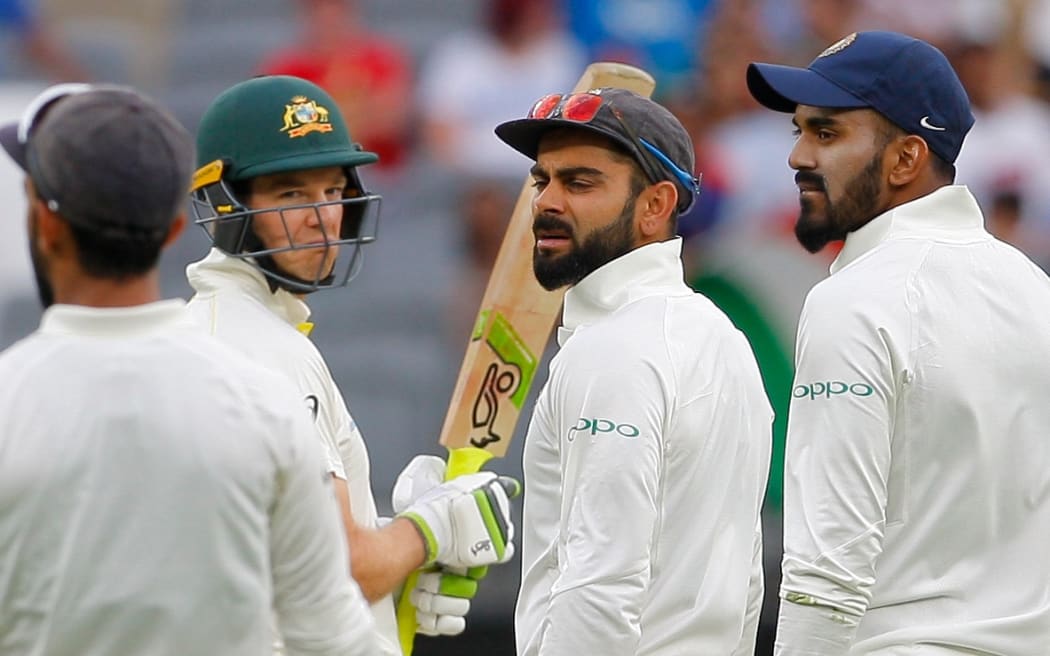 India captain Virat Kohli and Australia skipper Tim Paine were told to cool things down by the umpires during the second test in Perth.