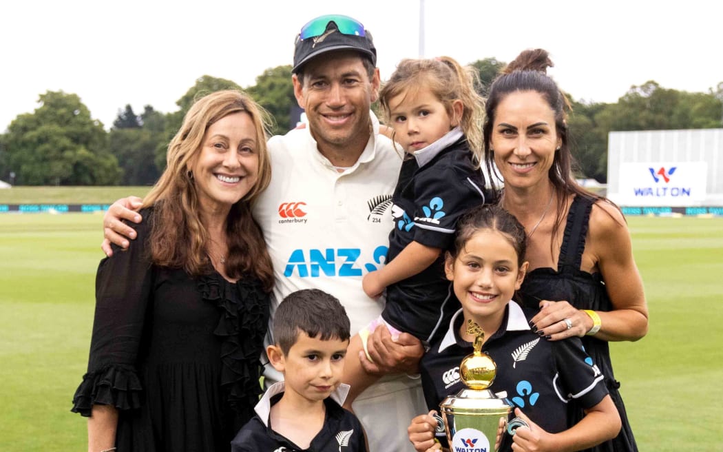 Ross Taylor and family after his final test for the Black Caps