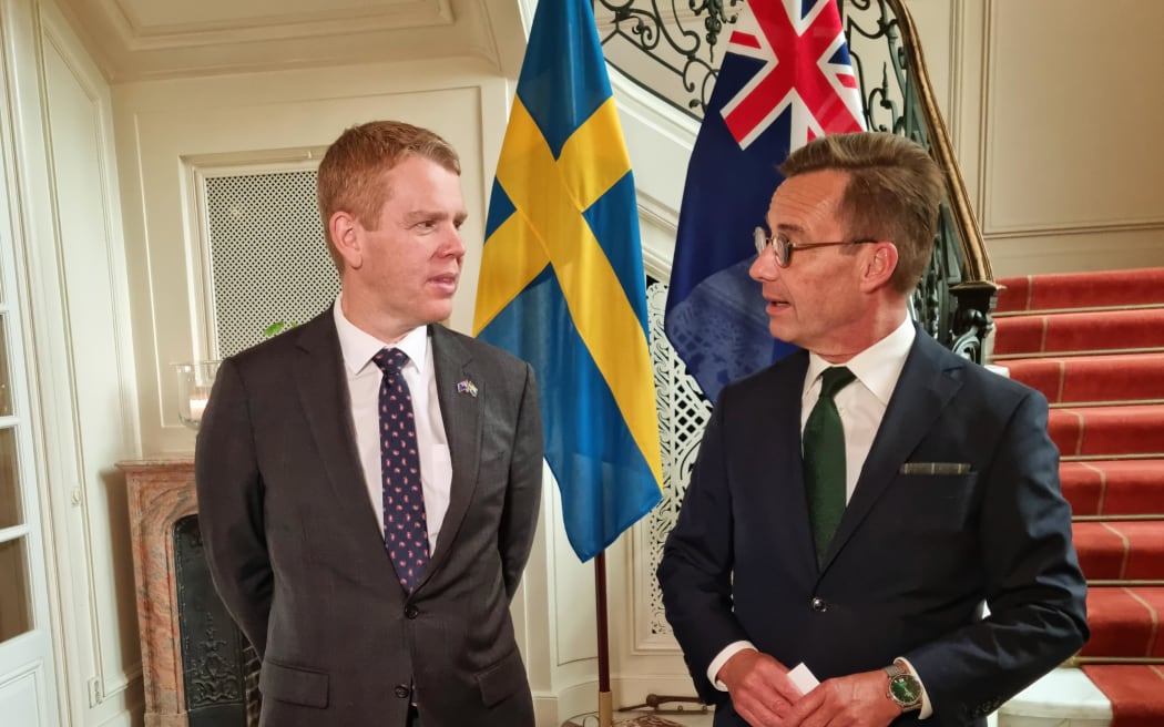 Prime Minister Chris Hipkins meets Sweden's Prime Minister Ulf Kristersson in Stockholm, 10 July 2023.