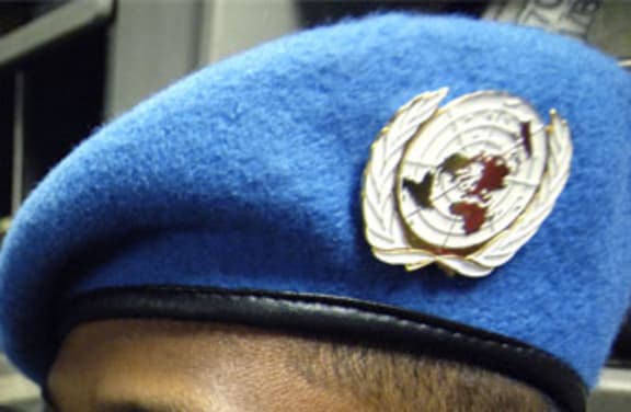 A UN Peace keeper's beret