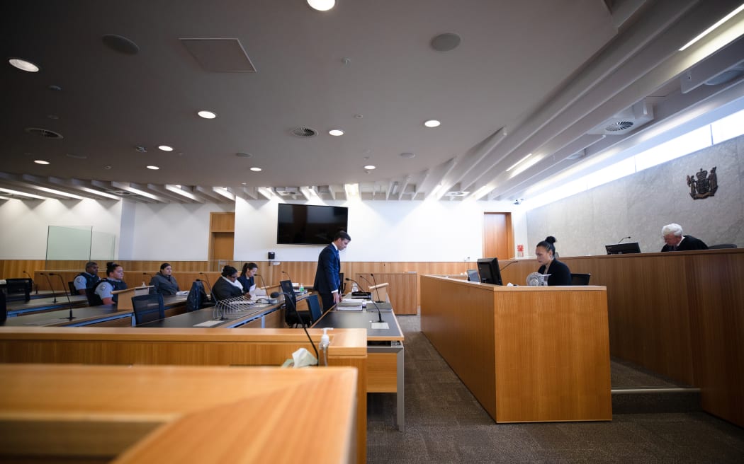 Mihi Barrett sits waiting to give evidence at Manukau District Court infront of judge David McNaughton