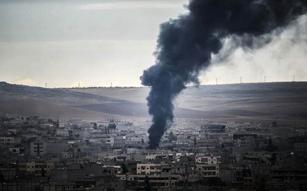 Smoke rises from the Syrian town of Kobane.