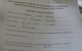 Polio vaccination certificates.