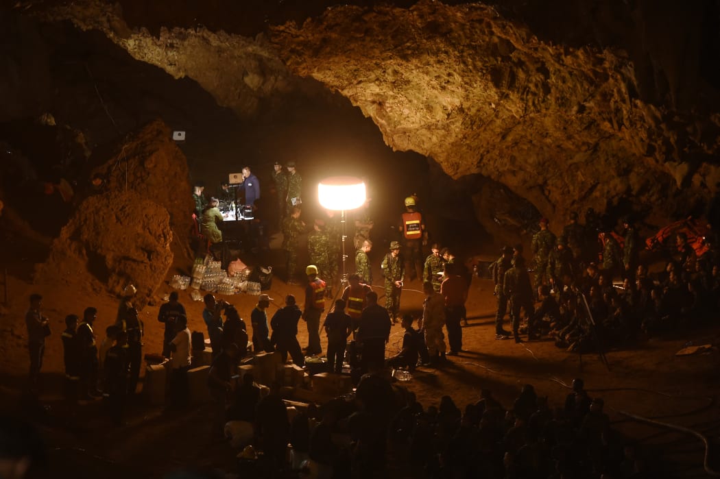 Thai soldiers working to rescue the boys from deep in a cave in July.