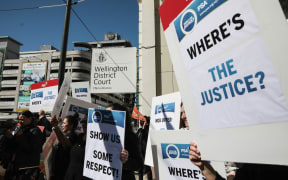 Court workers in Wellington were among 2000 staff who went on strike for two hours on Wednesday for higher pay and better conditions.