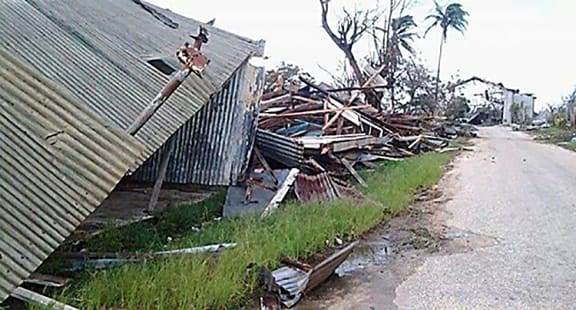 Damage caused by Cyclone Ian to the Ha'apai island of Lifuka last month.
