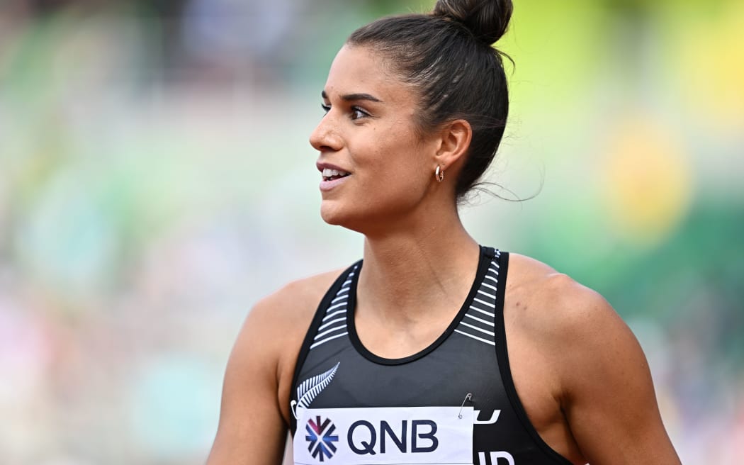 Zoe Hobbs of New Zealand during the Women's 100m at the World Athletics Championships in Oregon, 2022.
