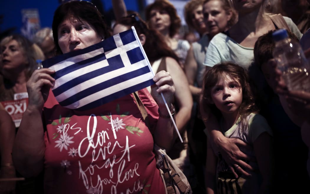Protesters in Athens on 29 June after creditors at the weekend refused to extend the country's bailout.