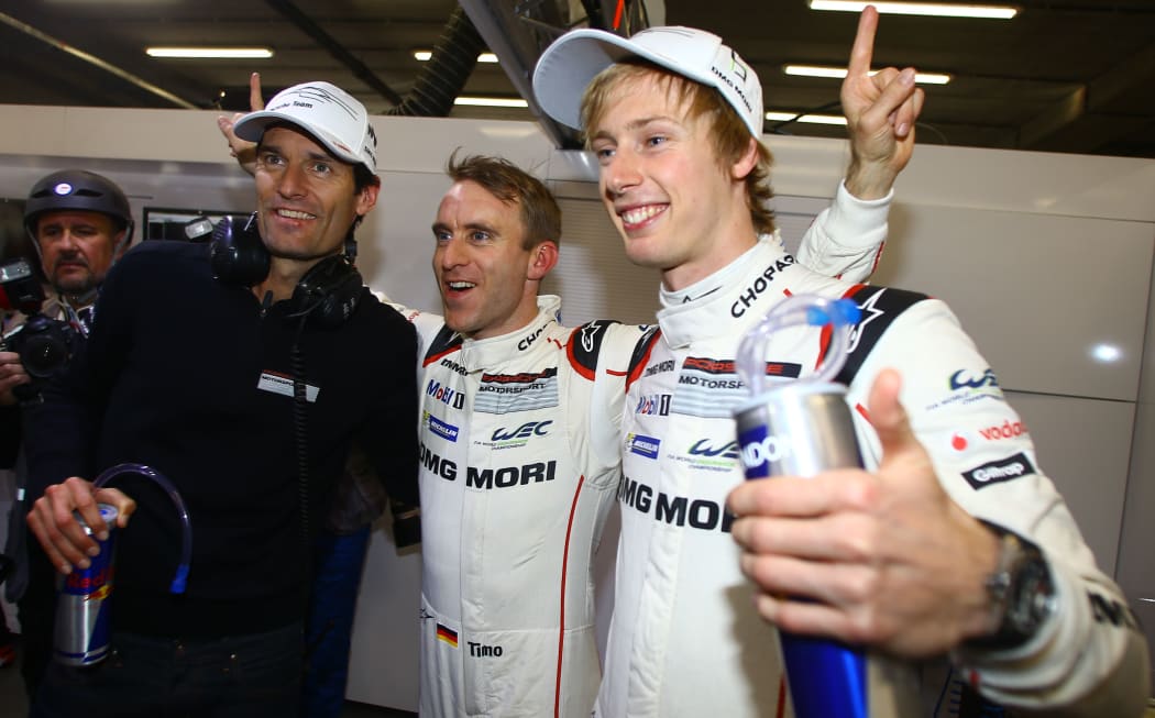 Mark Webber, Timo Bernhard and Brendon Hartley