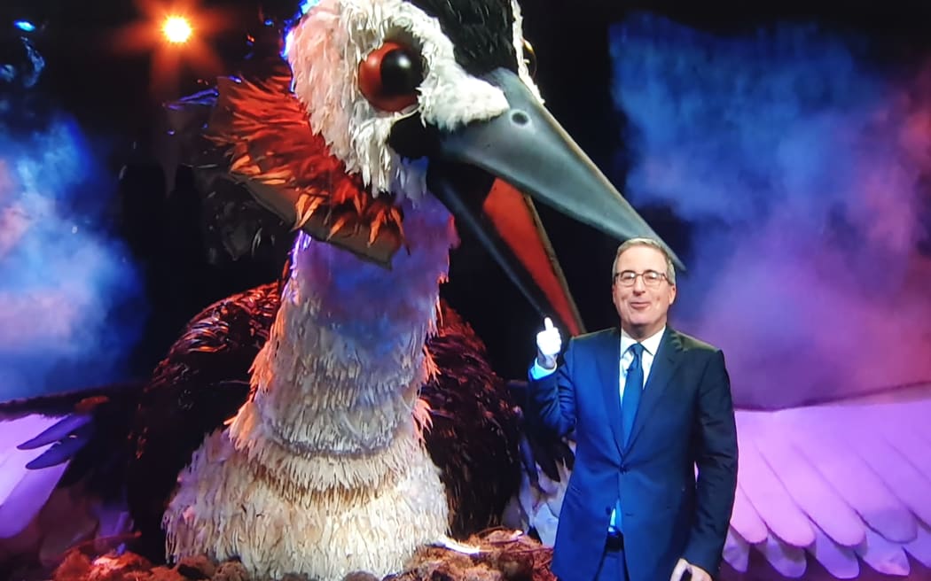 A shot from US comedian John Oliver's segment on New Zealand's Bird of the Year.