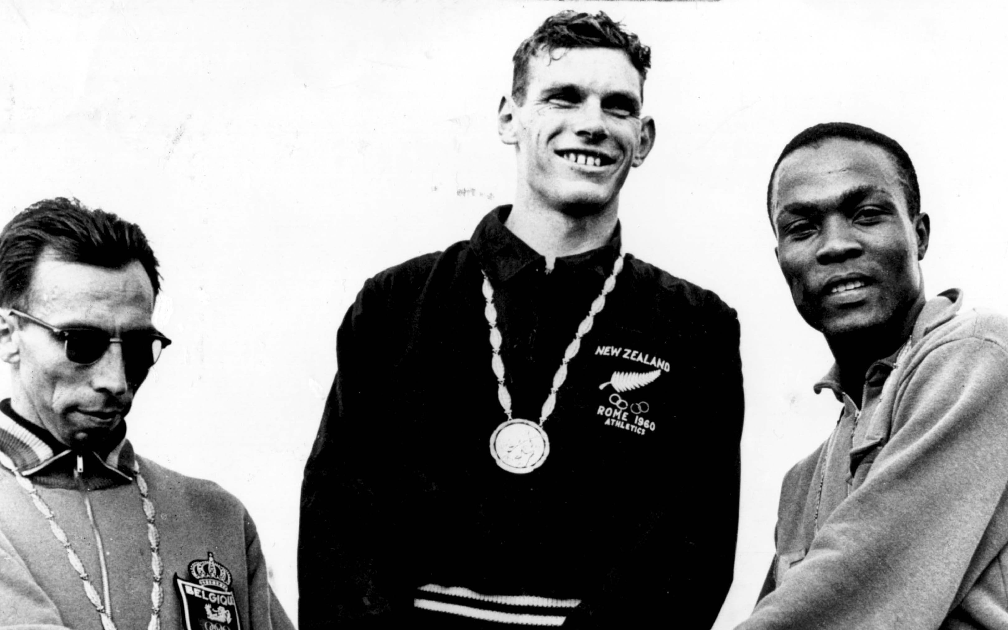 Peter Snell wins gold at the Rome Olympics for the mens 800m, 1960.