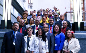 Pacific MPs pose for a group photo inside the New Zealand Parliament building. The more than 40 delegates from 17 Pacific countries and territories are in New Zealand for the Pacific Parliamentary Forum. It was held in Auckland and Wellington from the 14th to the 18th of November 2016.