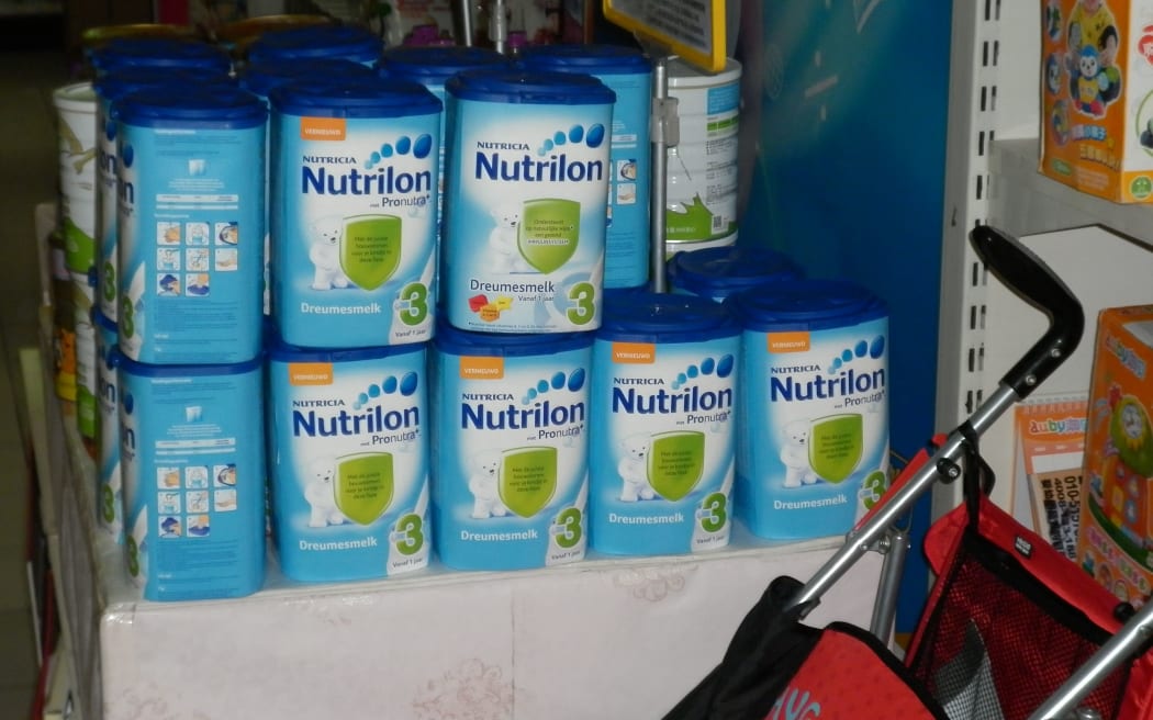 Nutricia infant milk formula on sale in Beijing. Its manufacturer Danone is suing Fonterra over loss of sales due to the botulism scare.