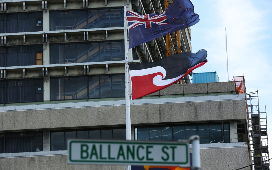 New Zealand and Maori flag flying in Wellington.