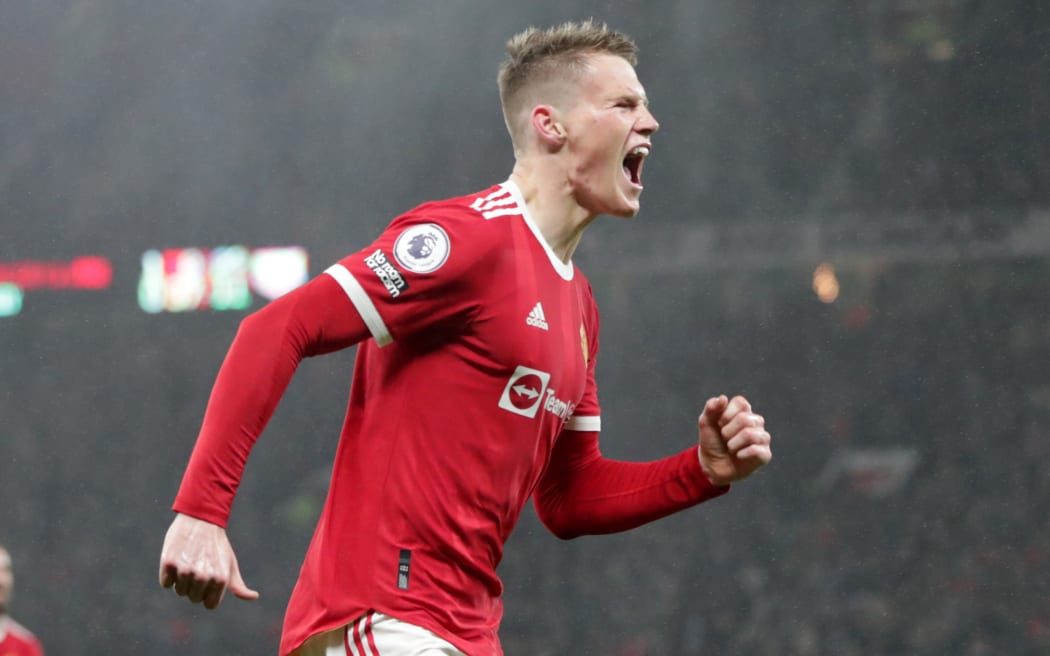 30th December 2021; Old Trafford, Manchester, England; Premier League Football  Manchester United versus Burnley;  Scott McTominay of Manchester United celebrates after scoring his sides first goal after 8 minutes