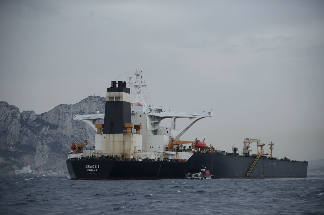 Released Iranian supertanker Grace 1 remains off the coast of Gibraltar.