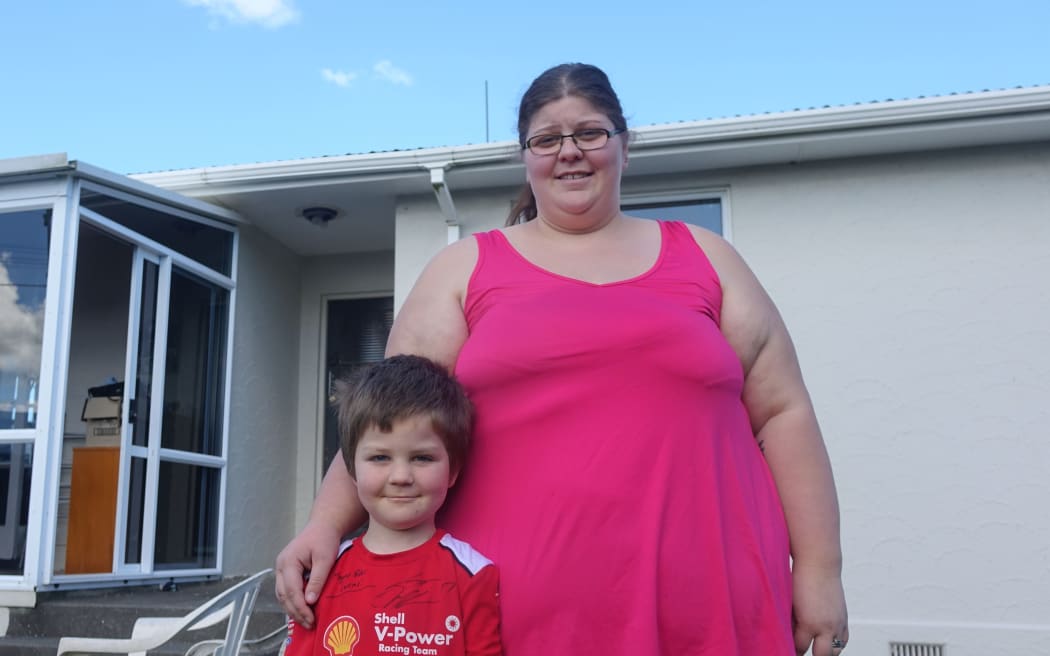 Hawera mother of two Bronwyn Washer, pictured with Tyler, 5, says her husband doesn't earn enough for them to save for a home of their own.