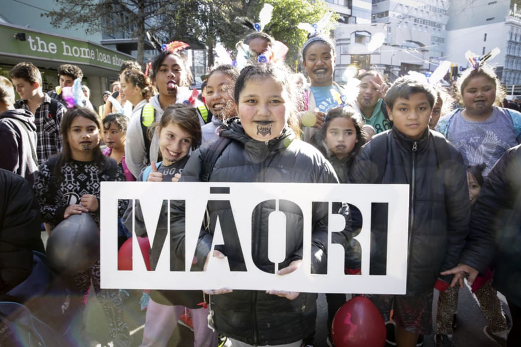 04072016 Photo: Rebekah Parsons-King. Maori language week kicks off with a parade from Wellington Train Station to Te Papa. 4000+ people paraded through wellington to promote Te Reo.