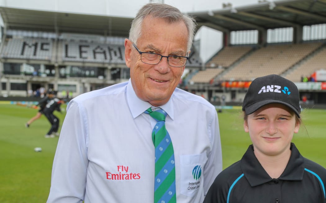 Ross Dykes serving as a match official for a White Ferns match in early 2019.