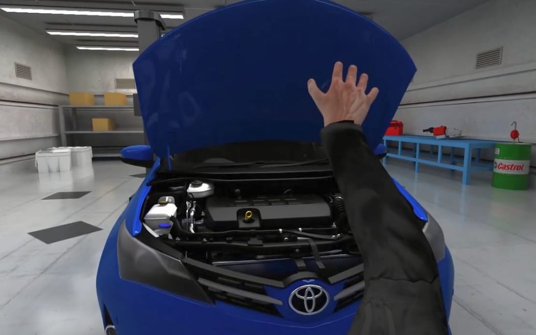 A screenshot of the VR programme used to teach mechanical skills.