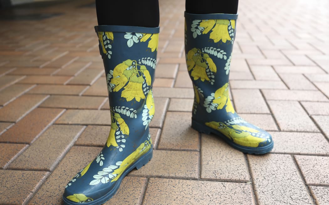 Kowhai gumboots for Gumboot Friday