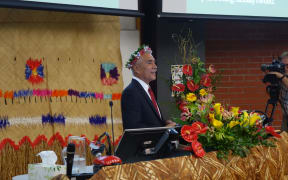 Anote Tong speaking at the "In the Eye of the Storm" Pacific Climate Change Conference.