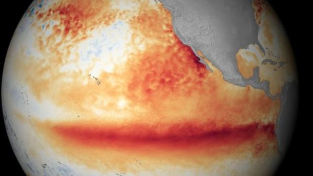 An image showing the 2015 El Niño with rising temperatures in the Pacific.