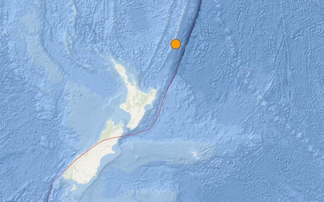 A 6.4 earthquake was recorded south of the Kermadec Islands at 1.45am on Monday.