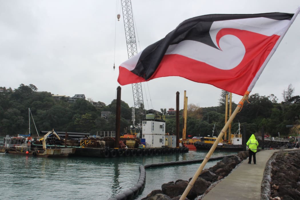 Marina protest at Kennedy Point on Waiheke Island.