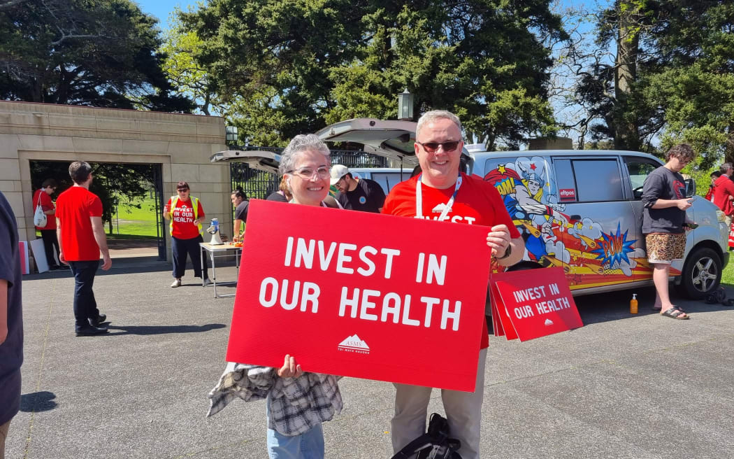 Andrew Turbott at the doctor's strike in Auckland on 21 September 2023.