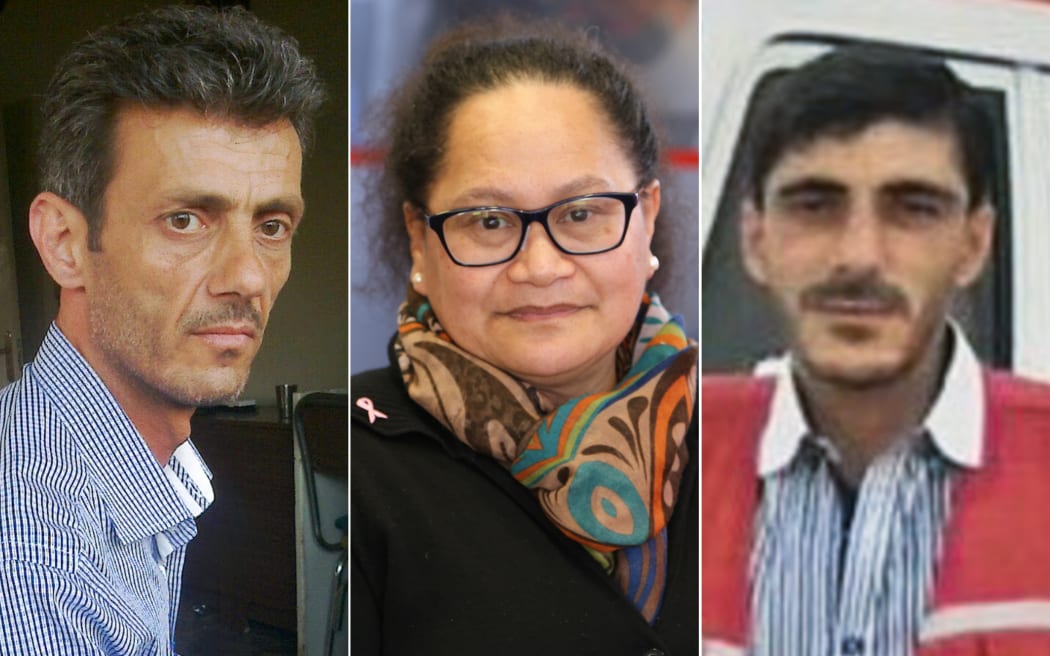 New Zealand nurse Louisa Akavi, centre, with Syrian drivers Alaa Rajab, left, and Nabil Bakdoune were kidnapped in Syria in 2013.
