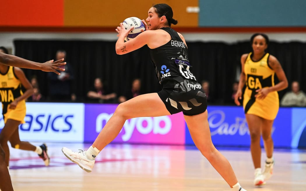 New Zealand's Ameliaranne Ekenasio.
New Zealand Silver Ferns v Jamaica, Taini Jamison Trophy netball series. Pullman Arena, Auckland, New Zealand. Thursday 22 September 2022. © Photo: Andrew Cornaga / www.photosport.nz