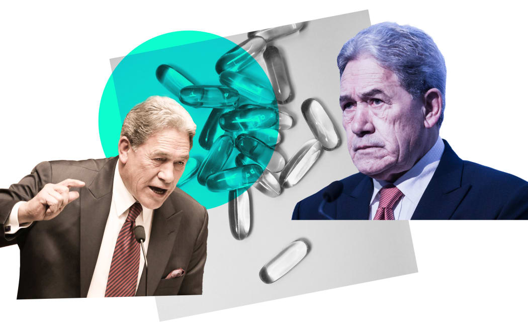 Collage of Winston Peters and natural health capsules