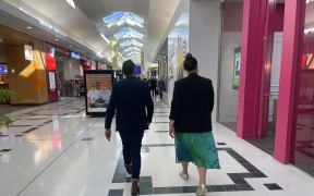 Labour's Carmel Sepuloni on the campaign trail at The Palms mall in Christchurch.
