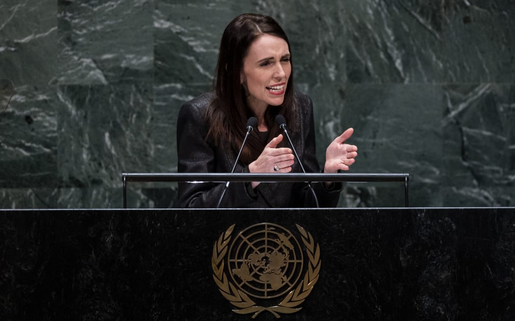 Prime Minister Jacinda Ardern speaking  during the 74th session of the United Nations General Assembly on September 24.
