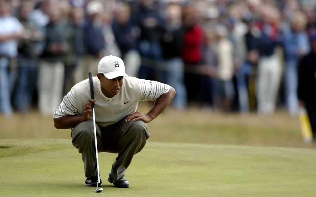 Tiger Woods playing the Open Championship at Royal Troon 2004.
