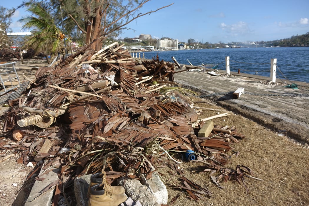 Damage at the harbour in Port Vila, Vanuatu, after Cyclone Pam.