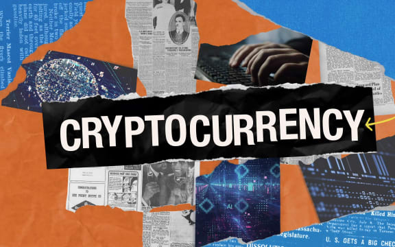 The headline cryptocurrency and images relating to currency.