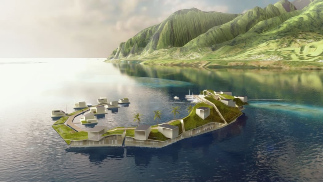 A concept design for the world's first floating town, in French Polynesia