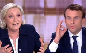 Far-right French presidential candidate Marine Le Pen and front runner Emmanuel Macron during the televised debate.