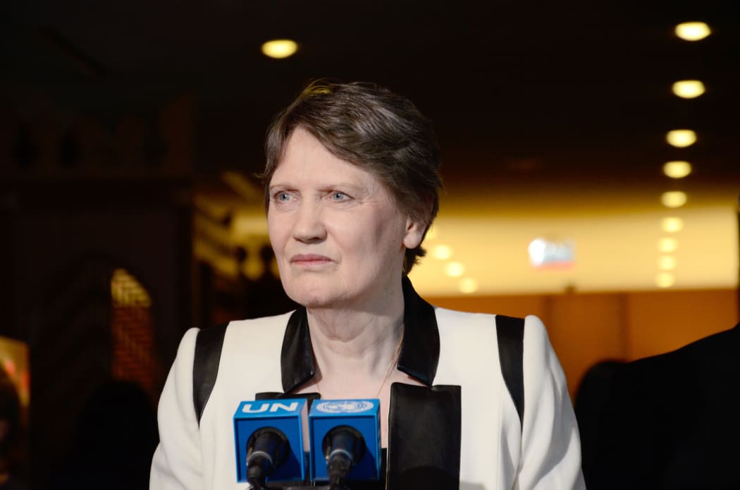 Helen Clark, former prime minister of New Zealand and current head of the UN Development Programme, addresses the press to discuss her candidacy for UN secretary general after a hearing before UN member states in New York on April 14, 2016.