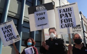 Care workers protest in Hastings over low pay rates.