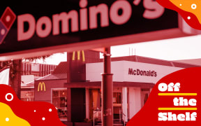 Domino's and McDonald's with stylised red and yellow border