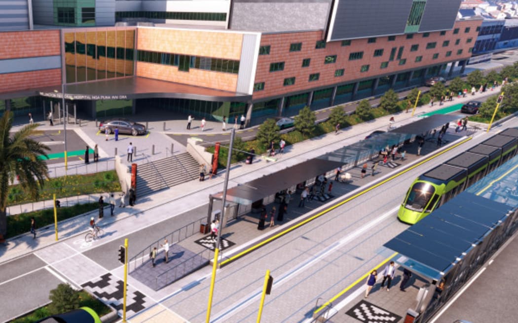An artists impression of the proposed plan for public transport for Wellington Regional Hospital.