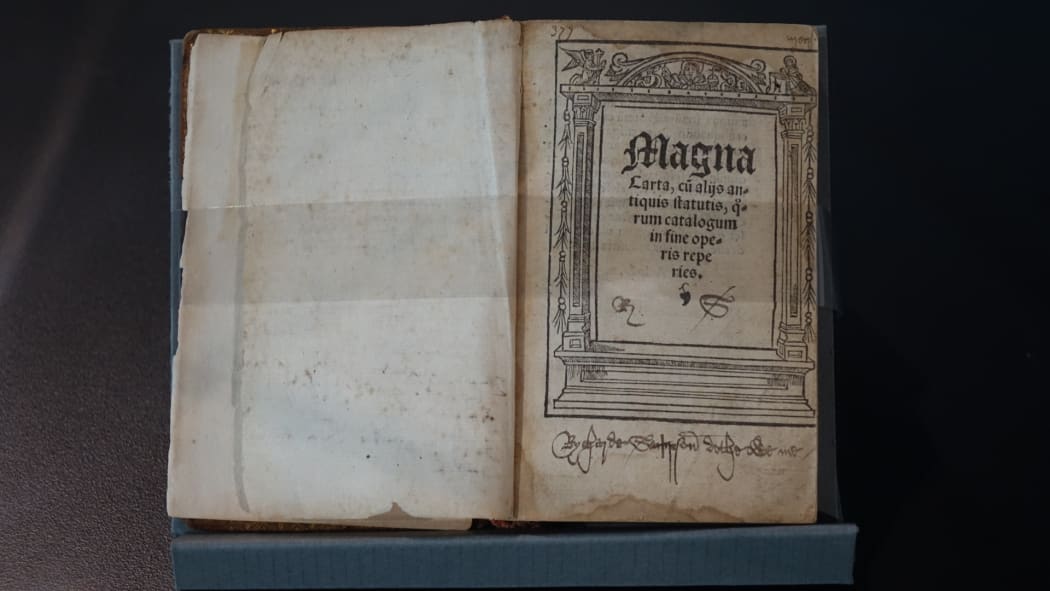 One of two copies of the Magna Carter held at the University of Canterbury.The other one is held at Auckland University.