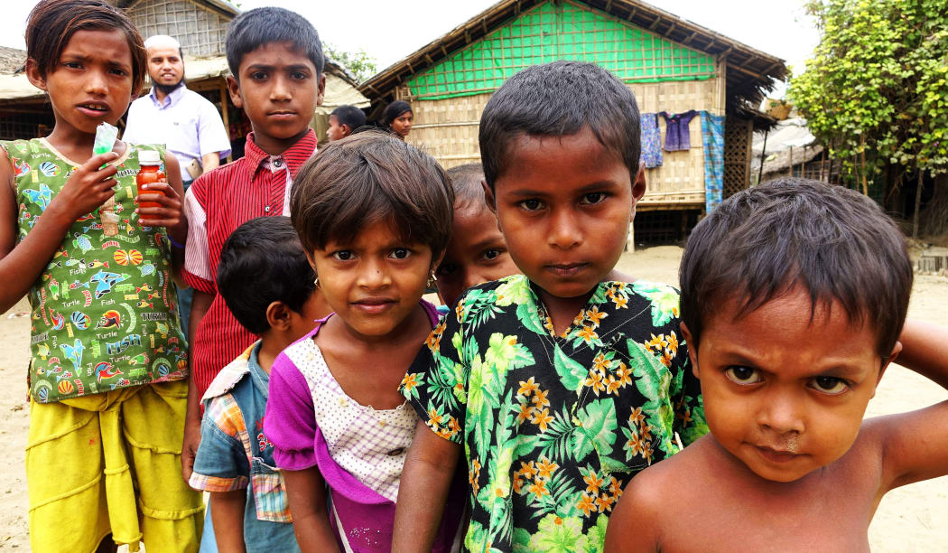Children at a Sittwe refugee camp in the Rakhine State