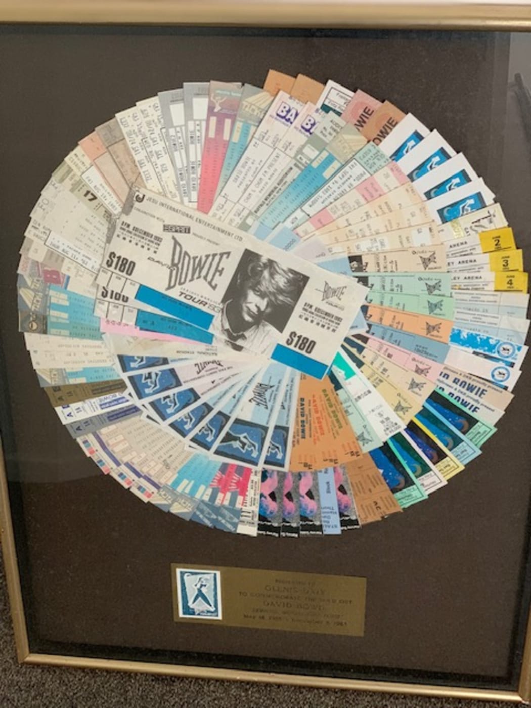 Glenis Daly's collection of tickets from the Serious Moonlight tour.